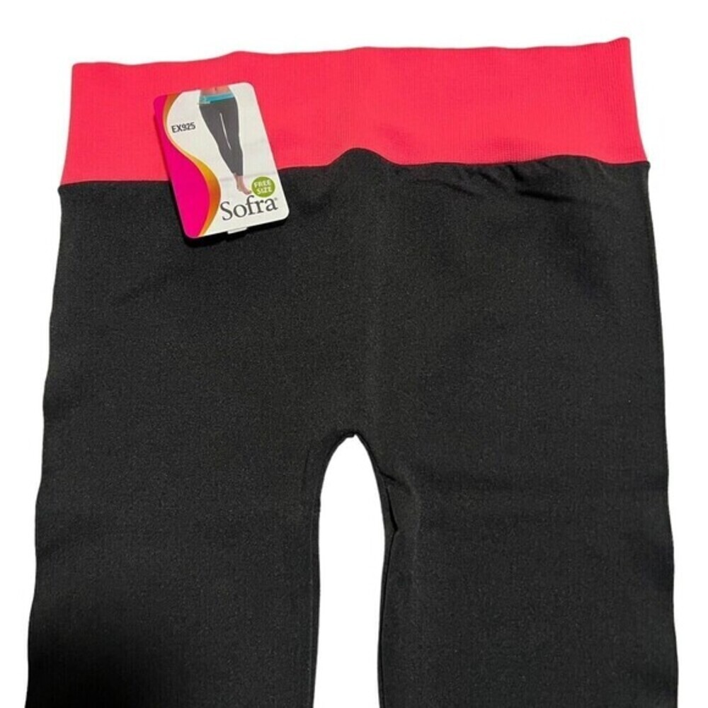 Sofra‎ Leggings - Ladies Stretch Capri Leggings One Size EX925 Hot Pink / Black - Picture 9 of 11